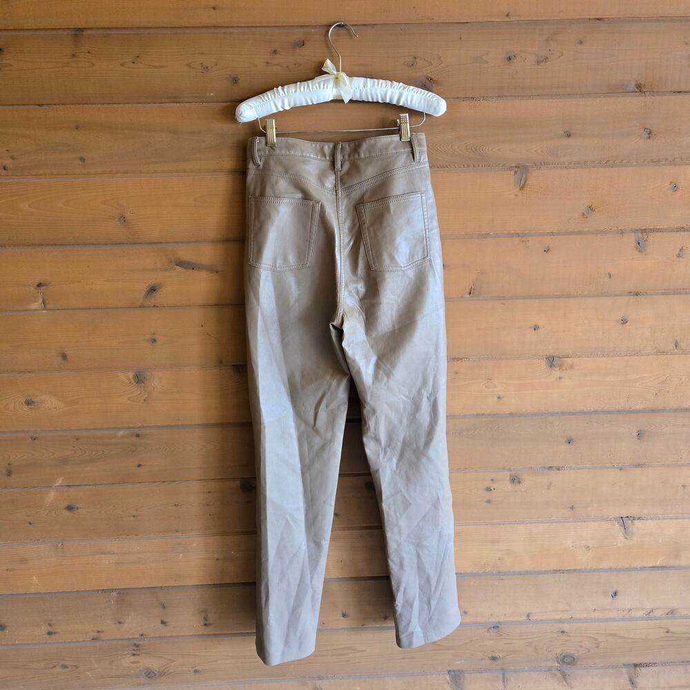 Aritzia Melina Faux Leather Pant Constant Camel 8 Straight Leg Tan High Rise - Picture 3 of 6